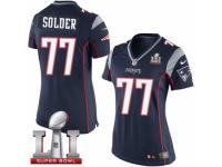 Women's Nike New England Patriots #77 Nate Solder Elite Navy Blue Team Color Super Bowl LI 51 NFL Jersey