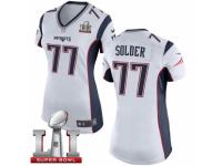 Women's Nike New England Patriots #77 Nate Solder Elite White Super Bowl LI 51 NFL Jersey