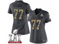 Women's Nike New England Patriots #77 Nate Solder Limited Black 2016 Salute to Service Super Bowl LI 51 NFL Jersey