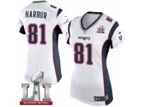 Women's Nike New England Patriots #81 Clay Harbor Elite White Super Bowl LI 51 NFL Jersey