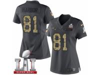 Women's Nike New England Patriots #81 Clay Harbor Limited Black 2016 Salute to Service Super Bowl LI 51 NFL Jersey