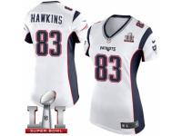 Women's Nike New England Patriots #83 Lavelle Hawkins Elite White Super Bowl LI 51 NFL Jersey