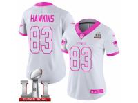 Women's Nike New England Patriots #83 Lavelle Hawkins Limited White Pink Rush Fashion Super Bowl LI 51 NFL Jersey