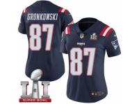 Women's Nike New England Patriots #87 Rob Gronkowski Limited Navy Blue Rush Super Bowl LI 51 NFL Jersey