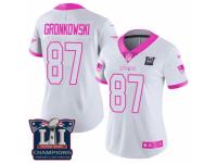 Women's Nike New England Patriots #87 Rob Gronkowski Limited White Pink Rush Fashion Super Bowl LI Champions NFL Jersey