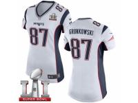 Women's Nike New England Patriots #87 Rob Gronkowski Limited White Super Bowl LI 51 NFL Jersey