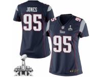 Women's Nike New England Patriots #95 Chandler Jones Limited Navy Blue Team Color Super Bowl XLIX NFL Jersey