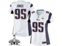 Women's Nike New England Patriots #95 Chandler Jones Limited White Super Bowl XLIX NFL Jersey