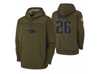 Youth New England Patriots #26 Sony Michel Olive 2018 Salute to Service Pullover Hoodie