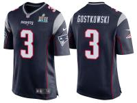 Youth NEW ENGLAND PATRIOTS #3 STEPHEN GOSTKOWSKI NAVY SUPER BOWL LII BOUND GAME JERSEY