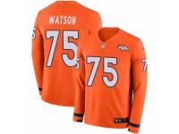 Youth Nike Denver Broncos #75 Menelik Watson Limited Orange Therma Long Sleeve NFL Jersey