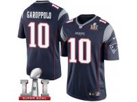 Youth Nike New England Patriots #10 Jimmy Garoppolo Elite Navy Blue Team Color Super Bowl LI 51 NFL Jersey