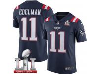 Youth Nike New England Patriots #11 Julian Edelman Limited Navy Blue Rush Super Bowl LI 51 NFL Jersey