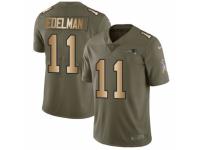 Youth Nike New England Patriots #11 Julian Edelman Limited Olive/Gold 2017 Salute to Service NFL Jersey