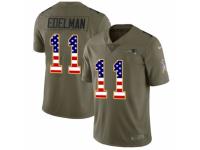 Youth Nike New England Patriots #11 Julian Edelman Limited Olive/USA Flag 2017 Salute to Service NFL Jersey