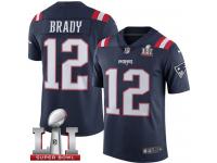 Youth Nike New England Patriots #12 Tom Brady Limited Navy Blue Rush Super Bowl LI 51 NFL Jersey