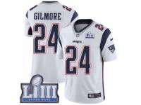 Youth Nike New England Patriots #24 Stephon Gilmore White Vapor Untouchable Limited Player Super Bowl LIII Bound NFL Jersey