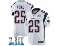 Youth Nike New England Patriots #25 Eric Rowe White Vapor Untouchable Limited Player Super Bowl LII NFL Jersey