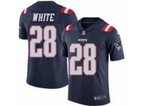 Youth Nike New England Patriots #28 James White Limited Navy Blue Rush NFL Jersey