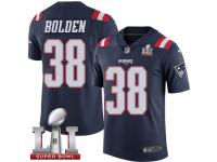 Youth Nike New England Patriots #38 Brandon Bolden Limited Navy Blue Rush Super Bowl LI 51 NFL Jersey