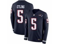 Youth Nike New England Patriots #5 Danny Etling Limited Navy Blue Therma Long Sleeve NFL Jersey