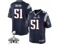 Youth Nike New England Patriots #51 Jerod Mayo Navy Blue Team Color Super Bowl XLIX NFL Jersey