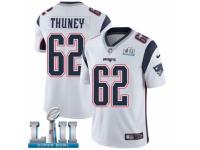 Youth Nike New England Patriots #62 Joe Thuney White Vapor Untouchable Limited Player Super Bowl LII NFL Jersey