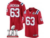 Youth Nike New England Patriots #63 Tre Jackson Elite Red Alternate Super Bowl LI 51 NFL Jersey