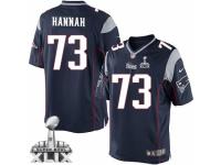 Youth Nike New England Patriots #73 John Hannah Navy Blue Team Color Super Bowl XLIX NFL Jersey