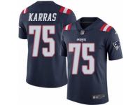 Youth Nike New England Patriots #75 Ted Karras Limited Navy Blue Rush NFL Jersey