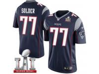 Youth Nike New England Patriots #77 Nate Solder Elite Navy Blue Team Color Super Bowl LI 51 NFL Jersey