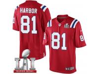 Youth Nike New England Patriots #81 Clay Harbor Elite Red Alternate Super Bowl LI 51 NFL Jersey