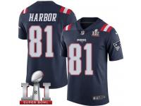 Youth Nike New England Patriots #81 Clay Harbor Limited Navy Blue Rush Super Bowl LI 51 NFL Jersey