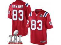 Youth Nike New England Patriots #83 Lavelle Hawkins Elite Red Alternate Super Bowl LI 51 NFL Jersey