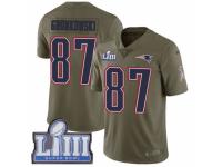 Youth Nike New England Patriots #87 Rob Gronkowski Limited Olive 2017 Salute to Service Super Bowl LIII Bound NFL Jersey