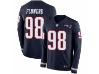 Youth Nike New England Patriots #98 Trey Flowers Limited Navy Blue Therma Long Sleeve NFL Jersey