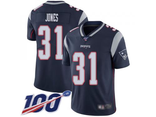 #31 Limited Jonathan Jones Navy Blue Football Home Men's Jersey New England Patriots Vapor Untouchable 100th Season