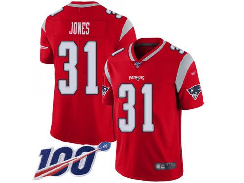 #31 Limited Jonathan Jones Red Football Men's Jersey New England Patriots Inverted Legend 100th Season