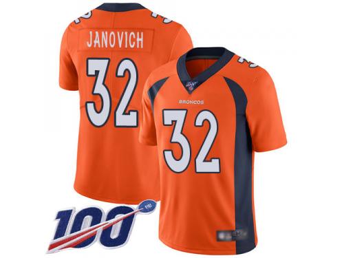 #32 Limited Andy Janovich Orange Football Home Youth Jersey Denver Broncos Vapor Untouchable 100th Season