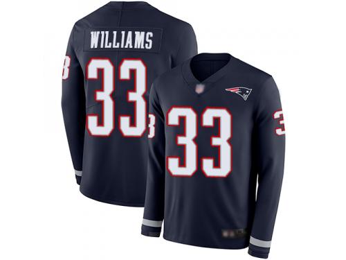 #33 Limited Joejuan Williams Navy Blue Football Youth Jersey New England Patriots Therma Long Sleeve