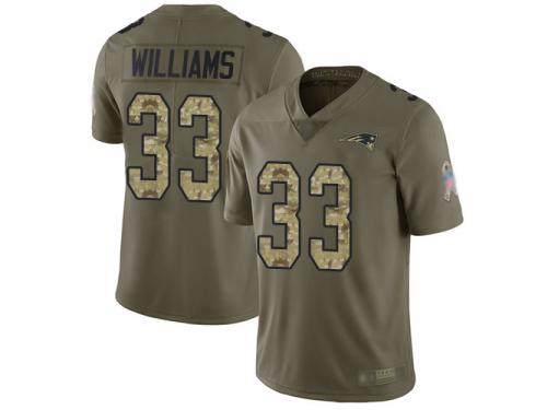 #33 Limited Joejuan Williams Olive Camo Football Men's Jersey New England Patriots 2017 Salute to Service