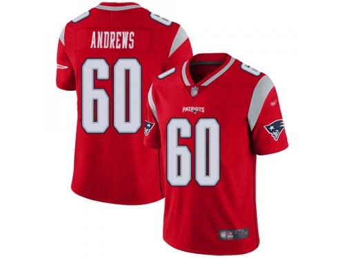 #60 Limited David Andrews Red Football Men's Jersey New England Patriots Inverted Legend