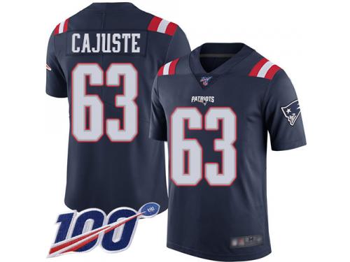 #63 Limited Yodny Cajuste Navy Blue Football Youth Jersey New England Patriots Rush Vapor Untouchable 100th Season