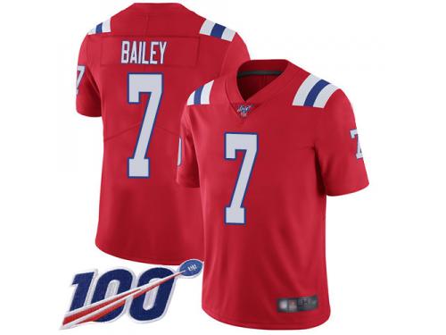 #7 Limited Jake Bailey Red Football Alternate Men's Jersey New England Patriots Vapor Untouchable 100th Season