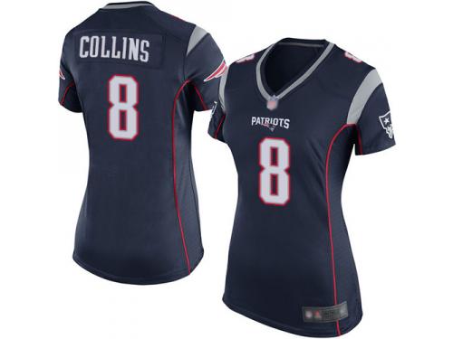 #8 Game Jamie Collins Navy Blue Football Home Women's Jersey New England Patriots