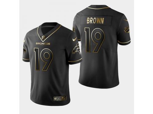 Broncos #19 Fred Brown Men's Black Golden Edition Stitched Jersey
