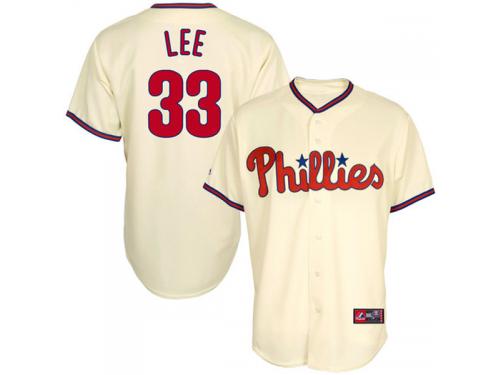 Cliff Lee Philadelphia Phillies #33 Majestic Replica Jersey - Natural