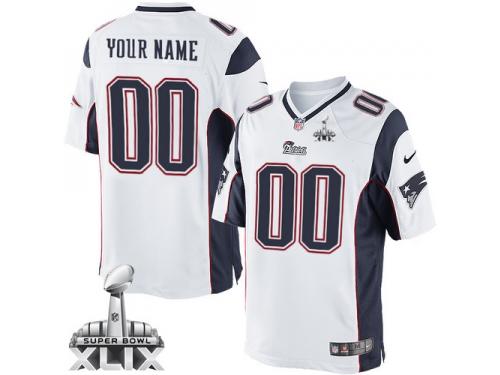 Customized New England Patriots Road Jersey | Nike Super Bowl XLIX Men's White NFL Limited