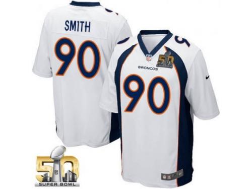 Game Antonio Smith Men Jersey - Denver Broncos #90 Road White Super Bowl 50 Bound Nike NFL