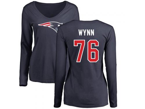 Isaiah Wynn Women's Navy Blue Nike NFL New England Patriots Long Sleeve T-Shirt Name & Number Logo Slim Fit #76